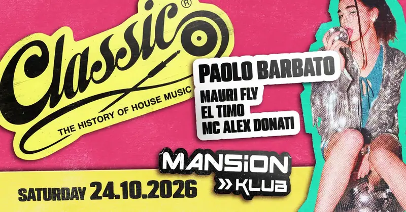 Plakat: PAOLO BARBATO, MAURI FLY, EL TIMO & MC ALEX DONATI // MANSION CELJE