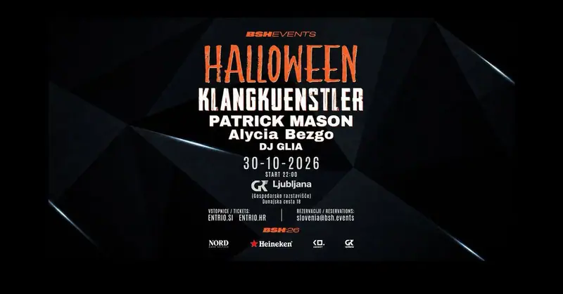 Plakat: BSH Halloween Ljubljana w/ Klangkunestler, Patrick Mason & more