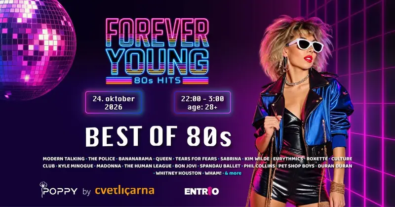 Plakat: FOREVER YOUNG • Best of 80's @ POPPY by Cvetličarna 24.10.