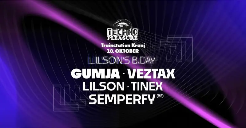 Plakat: TECHNO PLEASURE | Gumja | Veztax | Lilson | Tinex | Semperfy